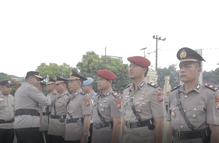 Kapolres Pimpin Sertijap Kasat Reskrim dan Tiga Kapolsek Jajaran Polres Kampar