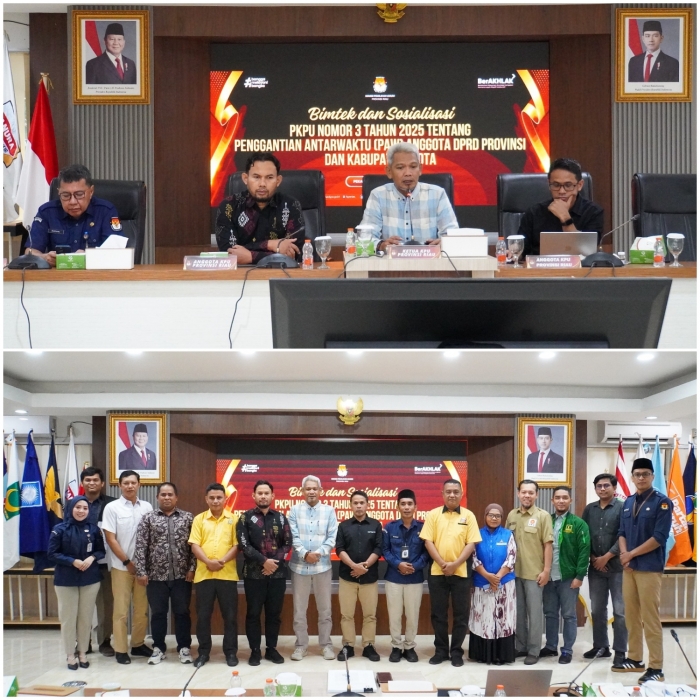KPU Provinsi Riau Gelar Bimbingan Teknis dan Sosialisasi PKPU Nomor 3 Tahun 2025 tentang Penggantian Antarwaktu (PAW) Anggota DPRD