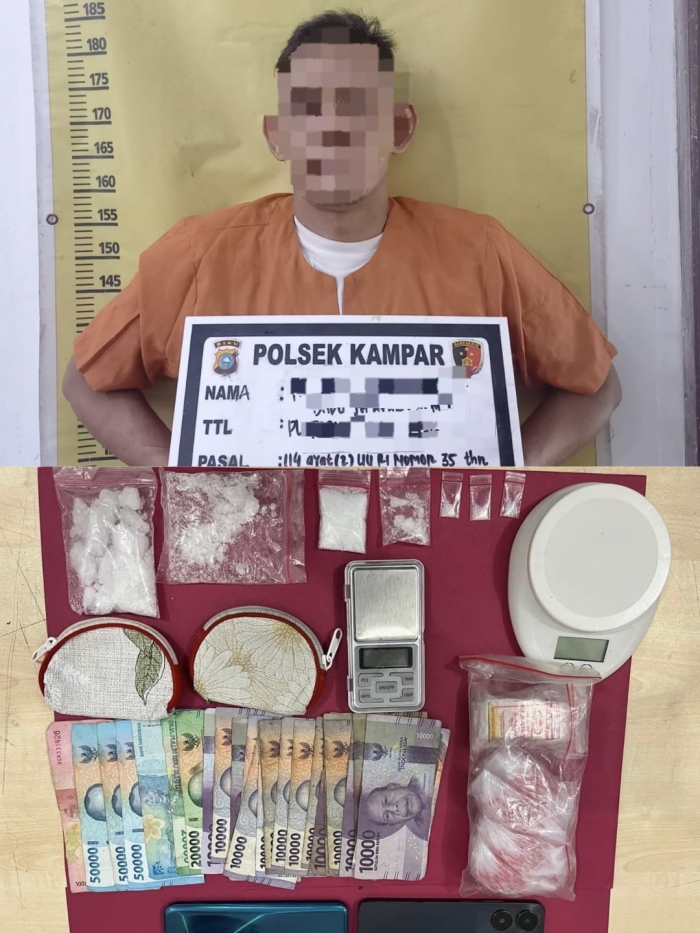 Polsek Kampar Ungkap Jaringan Pengedar Shabu, Residivis Diringkus Usai Pengejaran Sengit
