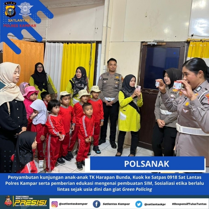 Satlantas Polres Kampar Kenalkan SIM & Rambu Lalu Lintas ke Anak TK, Kasat Lantas: Tumbuhkan Generasi Taat Hukum & Peduli Lingkungan!